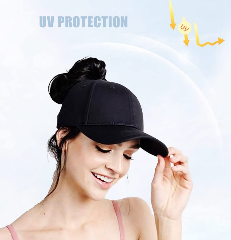 Eohak Ponytail Baseball Hat Distressed Retro Washed Womens Twill - Image 4